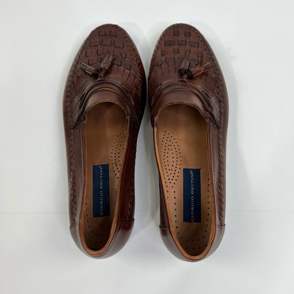Giorgio Brutini Brown Leather Tassel Slip On Loafers Mens Size 10 D - Picture 7 of 13